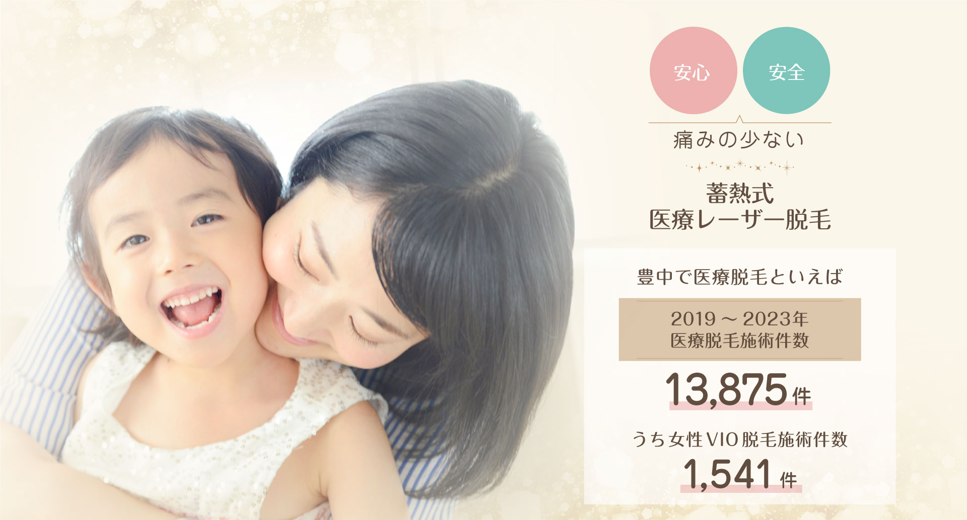 安心・安全、痛みの少ない、蓄熱式医療レーザー脱毛。豊中市でシミ取り、医療脱毛なら千里中央花ふさ皮ふ科・美容皮膚科。